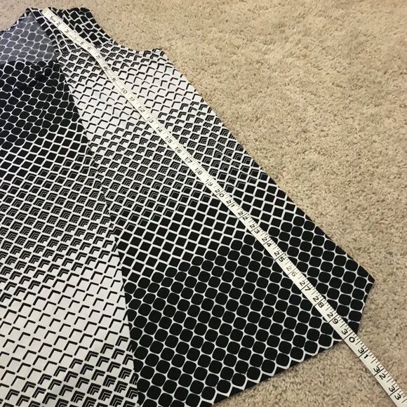 Cleo Asymmetrical B&W Geometric Patchwork Draped Neck Top - Picture 16 of 16